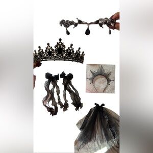 Elegant Black Tiara and Accessories Set